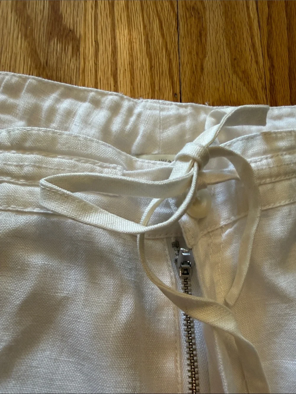 White + Warren sz 6 Sheer White Linen Coverup Drawstring Pants great condition